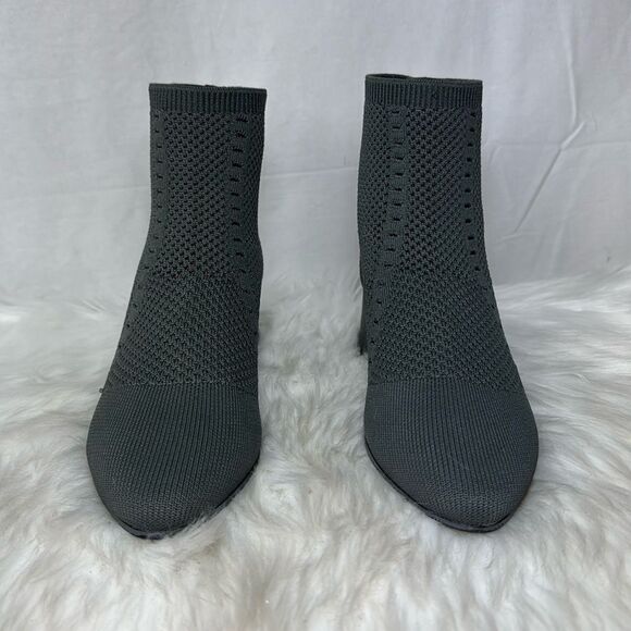 Eileen Fisher NWOT Honey Sock Block Heel Stretch Knit Grey Ankle Booties… - Picture 3 of 7